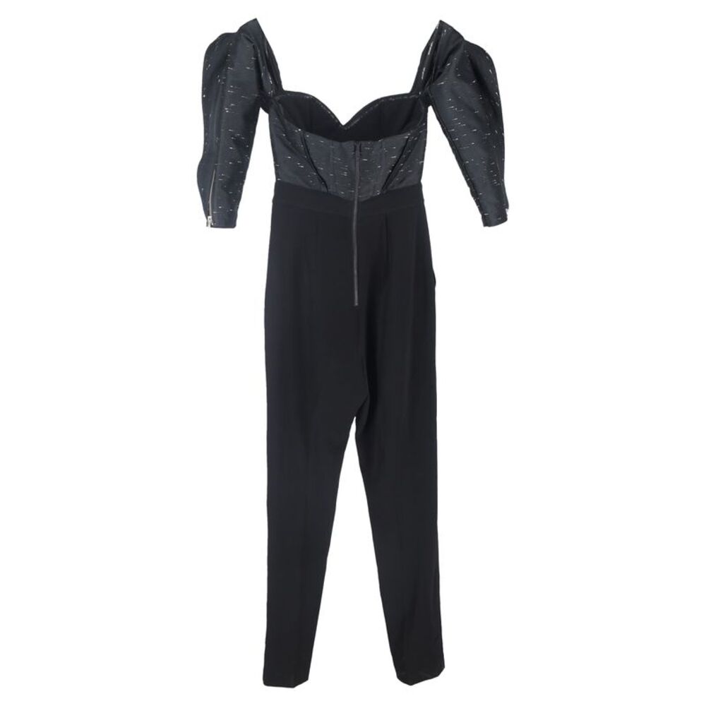 Self-Portrait Off-Shoulder Sweetheart Neckline Jumpsuit in Black Polyester - Picture 2 of 3